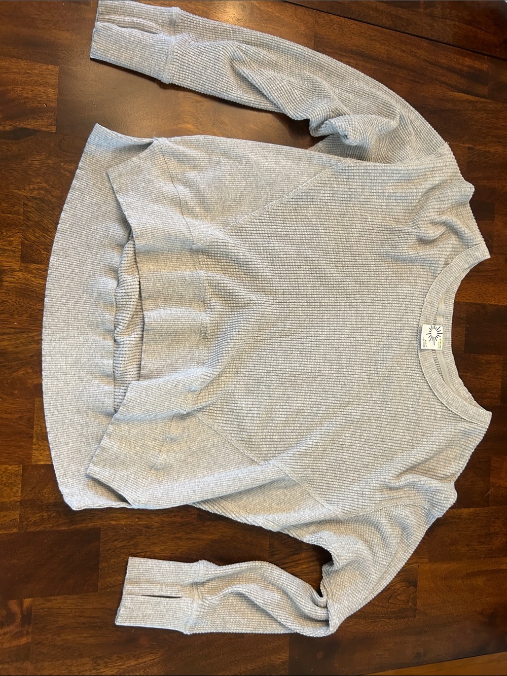 aerie Light Gray Long Sleeve Waffle Knit Top